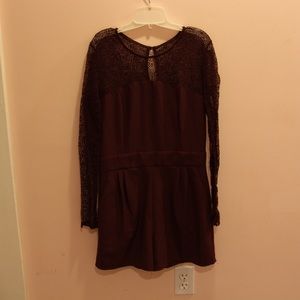 Garage Burgundy Long Sleeve Romper Size Small